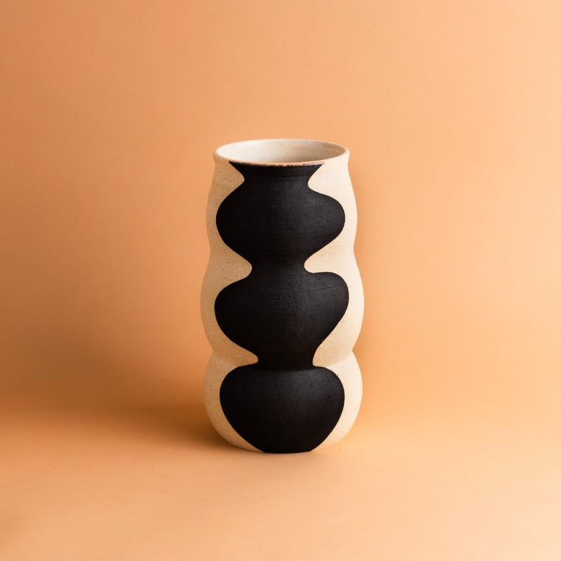 Large Black Curvy Vase