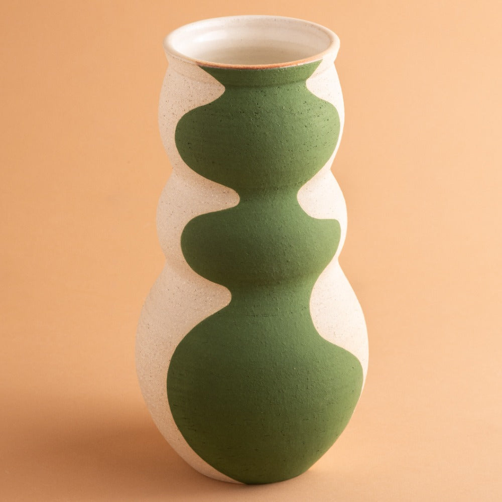 Large Green Curvy Vase