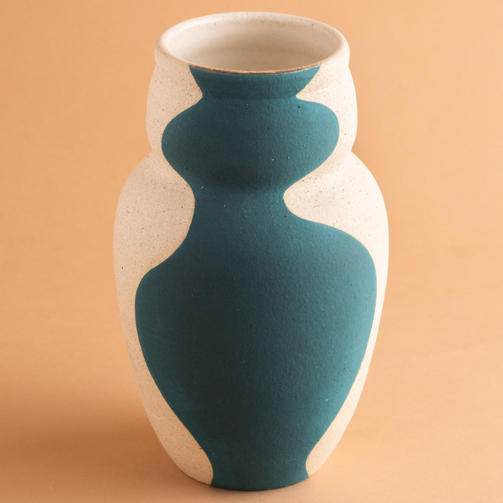 Small Teal Curvy Vase