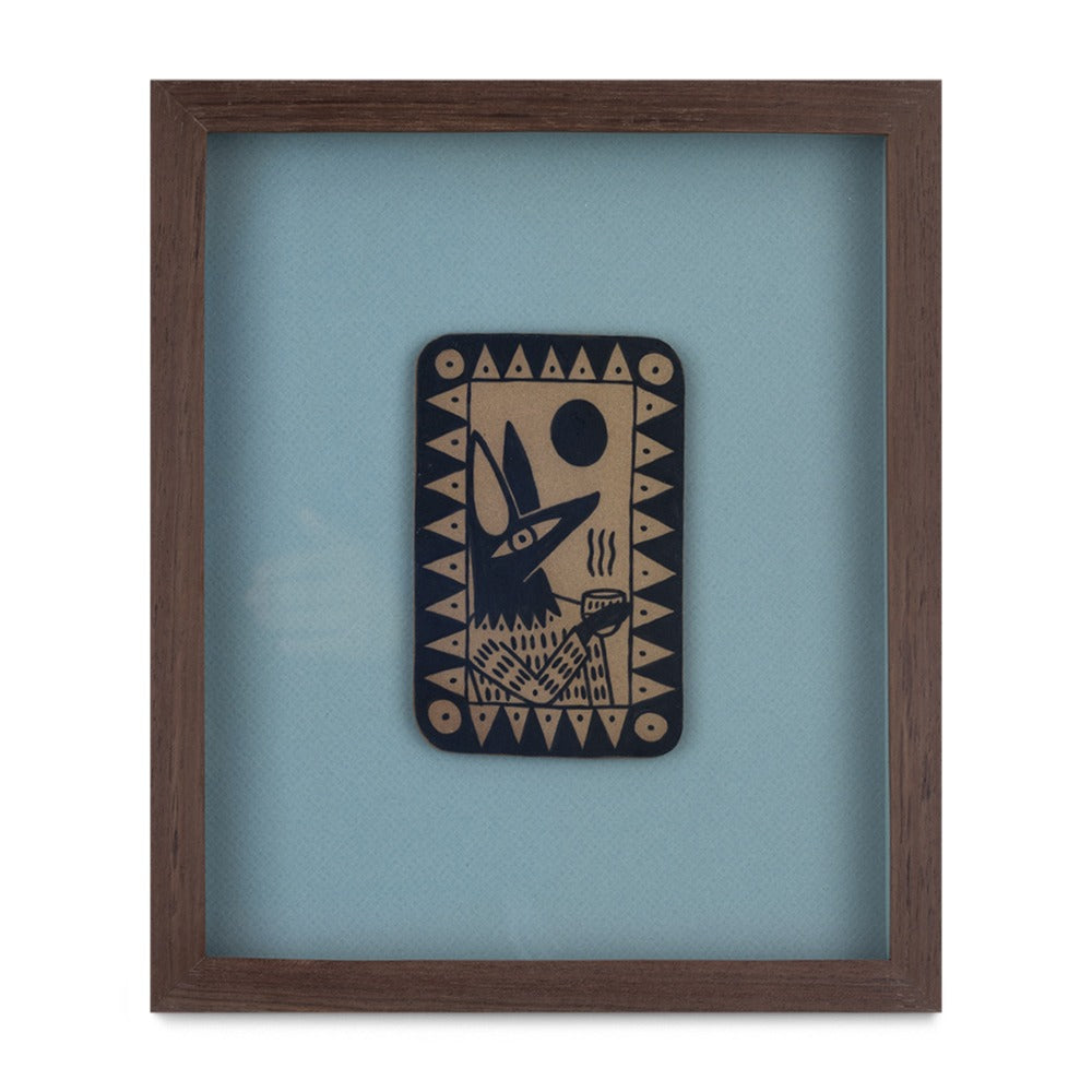 Cafe Coyote II Framed Ceramic Piece